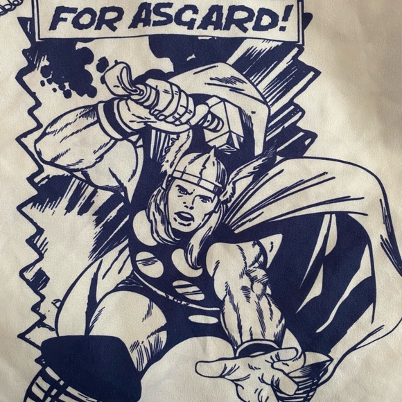 Marvel Kids Comic Characters blue white Asgard twin fitted & flat sheet - Picture 4 of 11